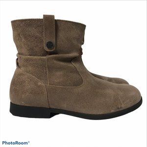 BIRKENSTOCK Sarnia Ankle Boot Brown Waxed Suede Side Zipper 8/39 #1001335